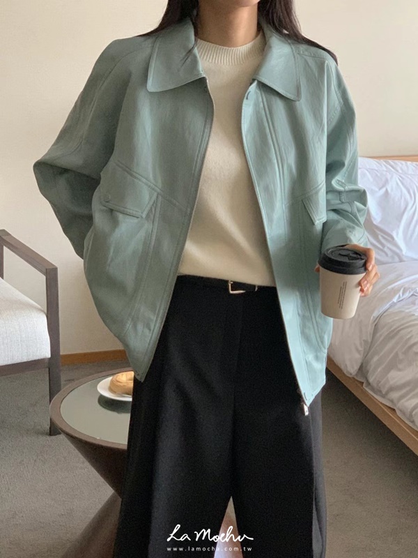 人造羊皮拉鍊外套